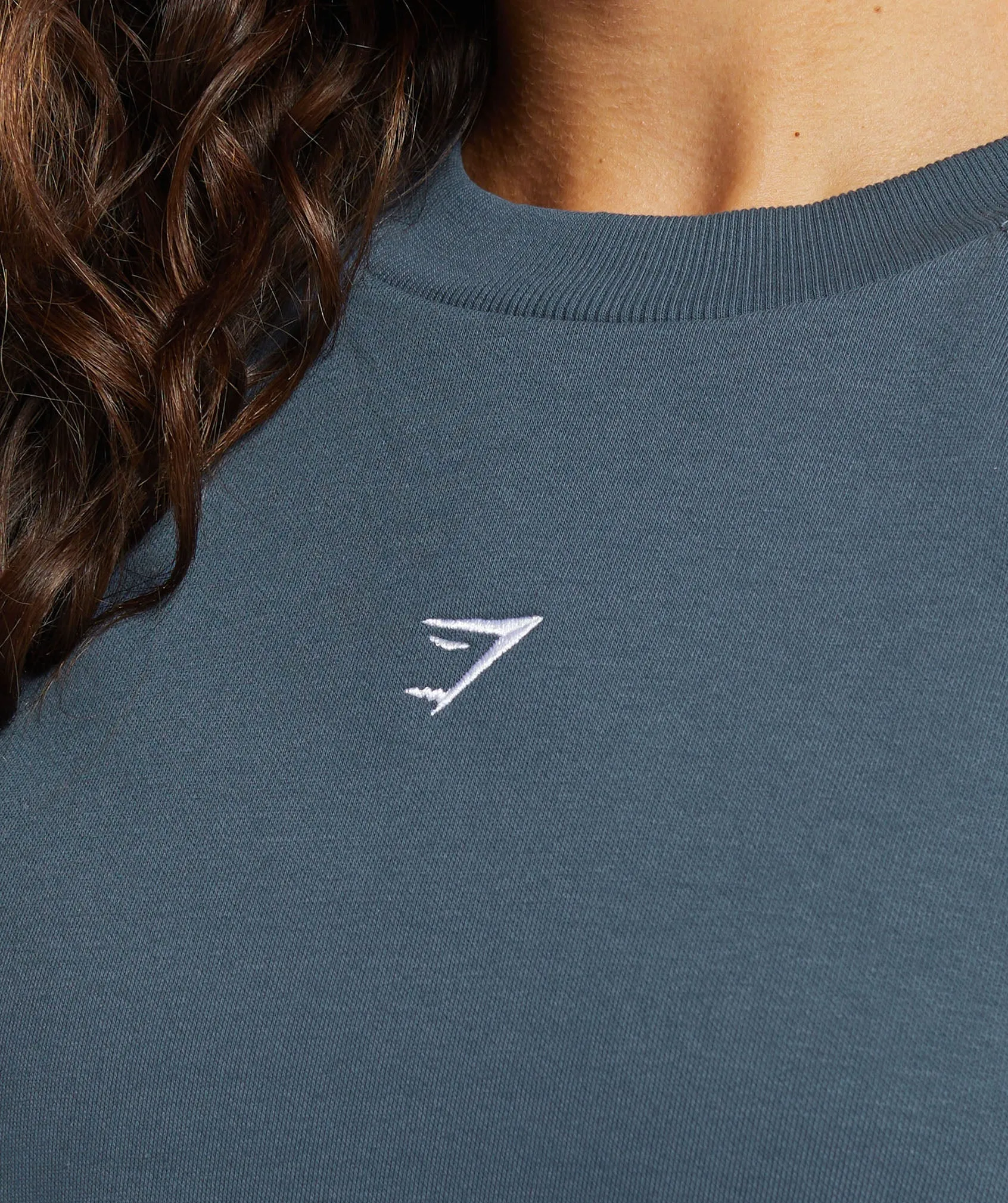 Gymshark Training Fleece Cropped Sweatshirt - Cargo Blue