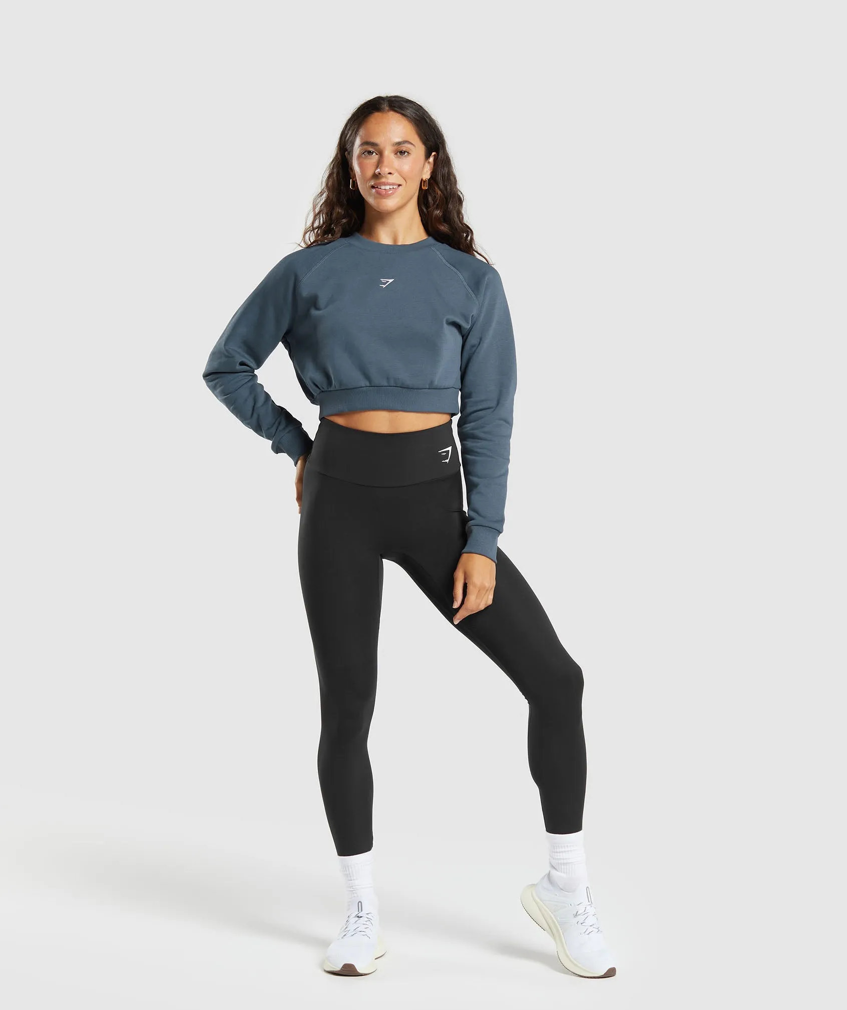 Gymshark Training Fleece Cropped Sweatshirt - Cargo Blue