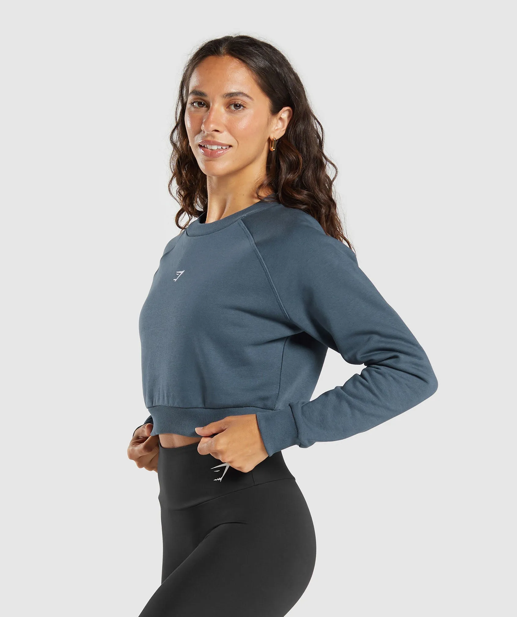 Gymshark Training Fleece Cropped Sweatshirt - Cargo Blue