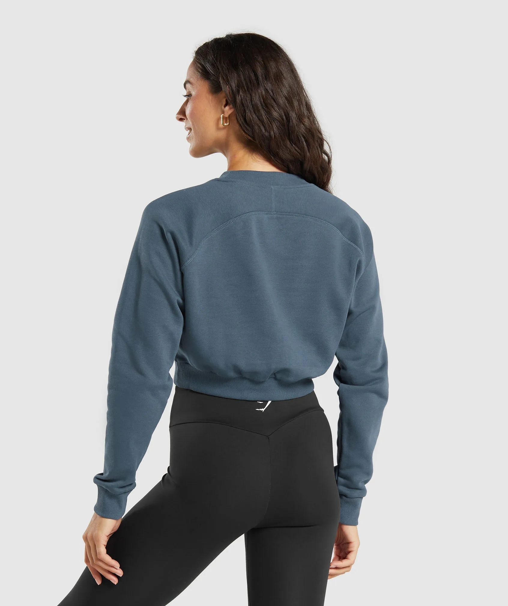 Gymshark Training Fleece Cropped Sweatshirt - Cargo Blue