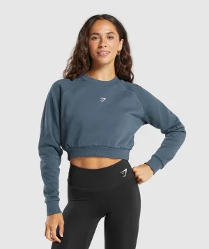 Gymshark Training Fleece Cropped Sweatshirt - Cargo Blue