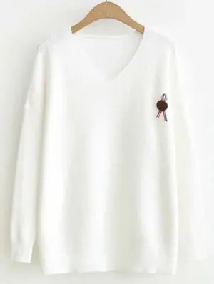 Impressive V Neck Ripped Sweater