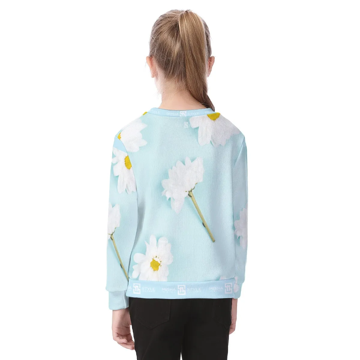 Luxury Floral Baby Blue Kids Sweater