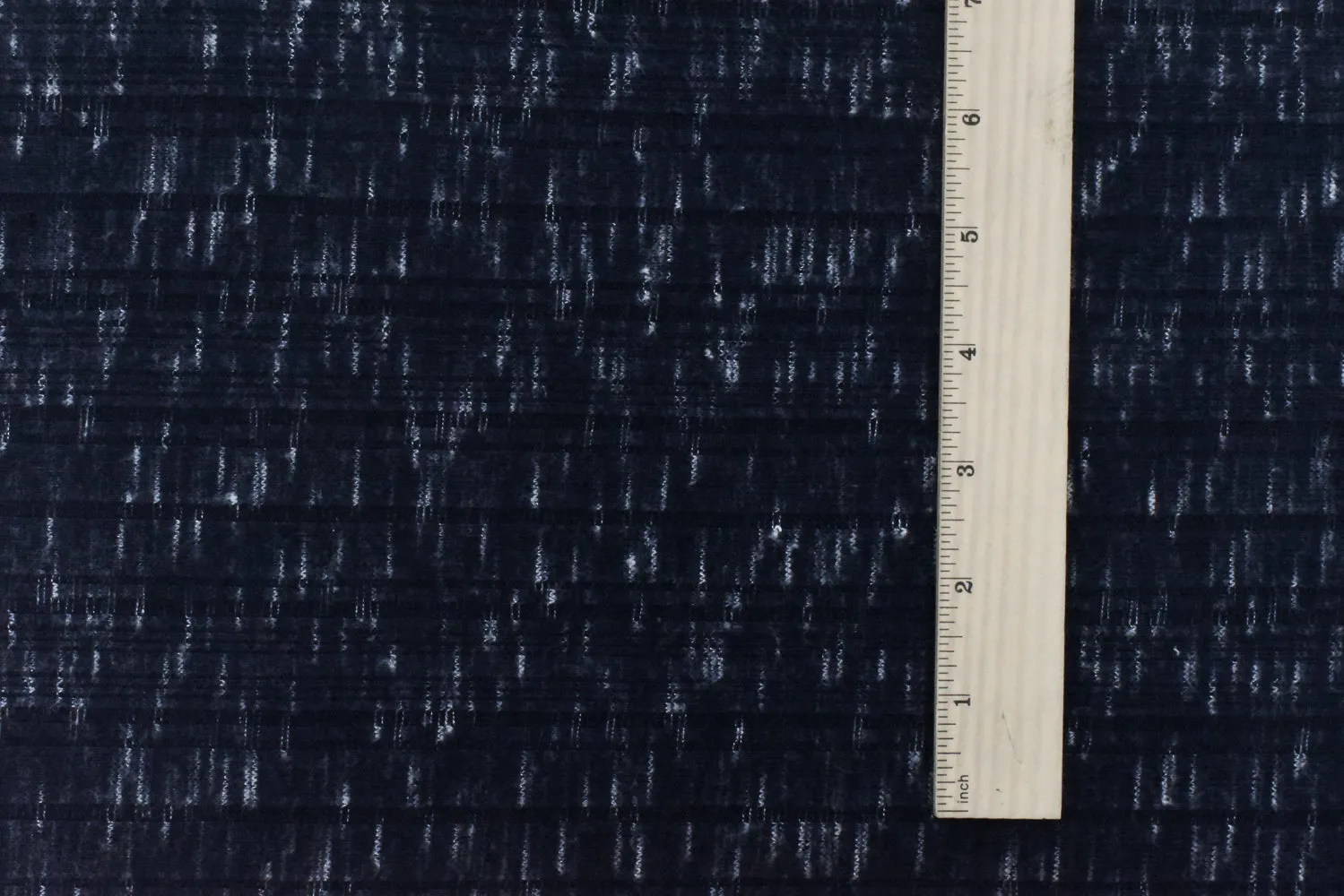 Night Navy-White Slub Stretch Multi Rib Knit Fabric