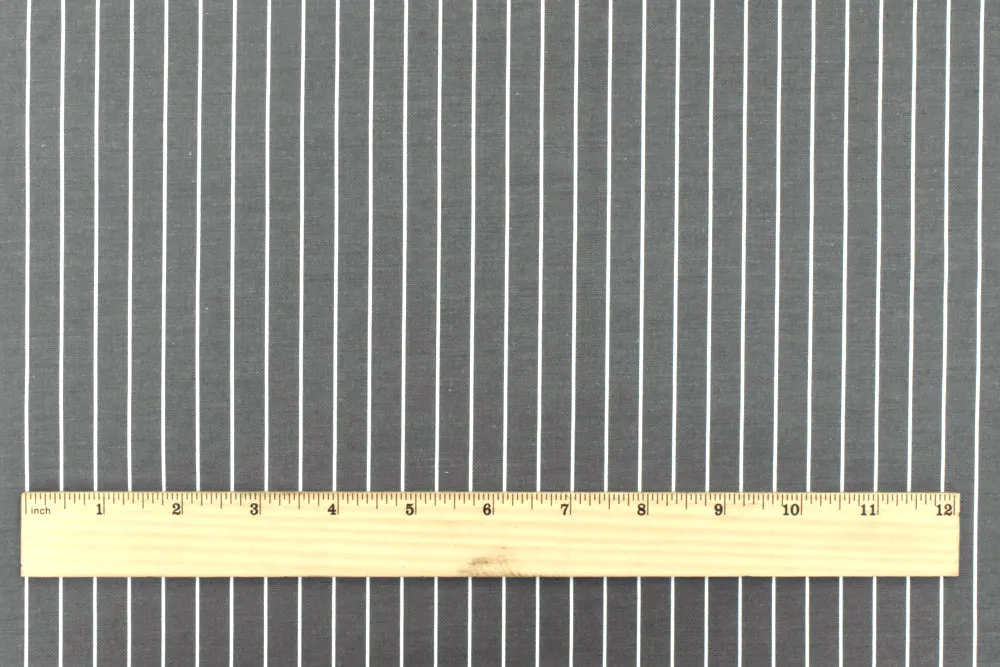 Pencil Black-White Stripe Polyester Shirting Woven Fabric