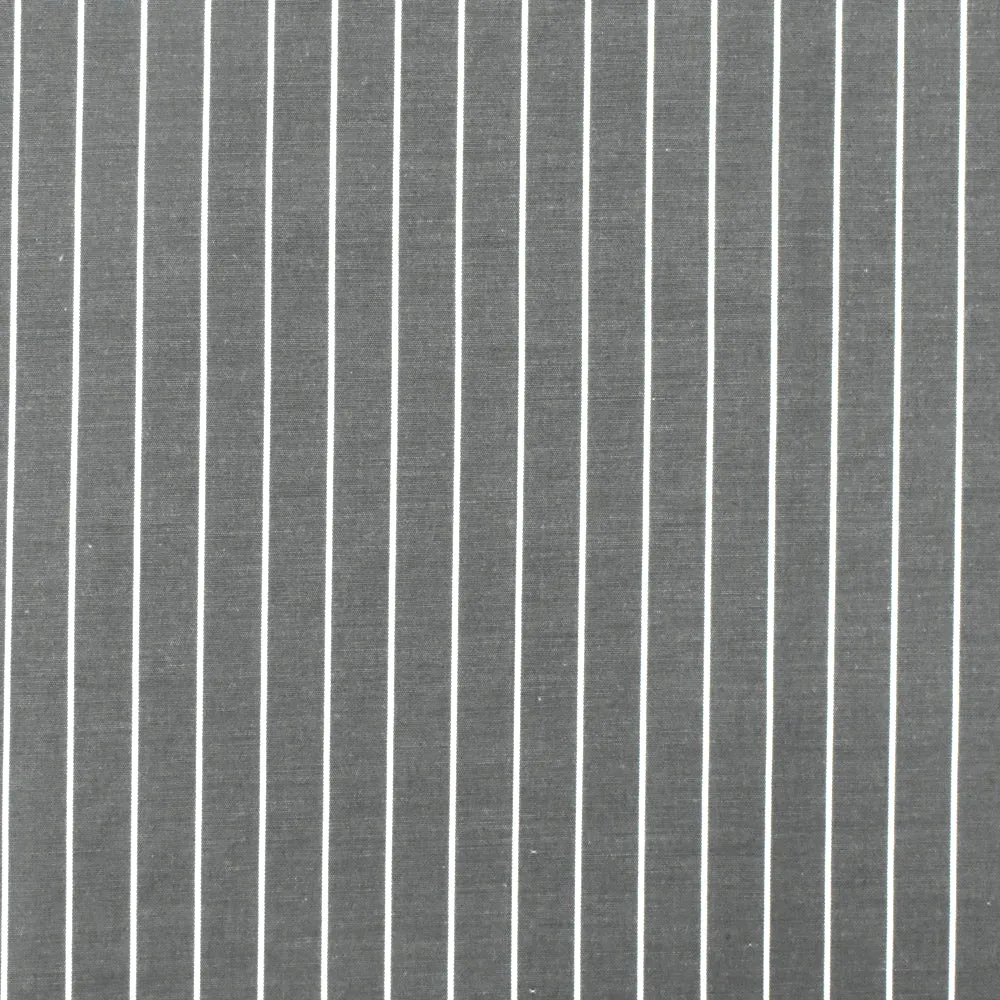 Pencil Black-White Stripe Polyester Shirting Woven Fabric