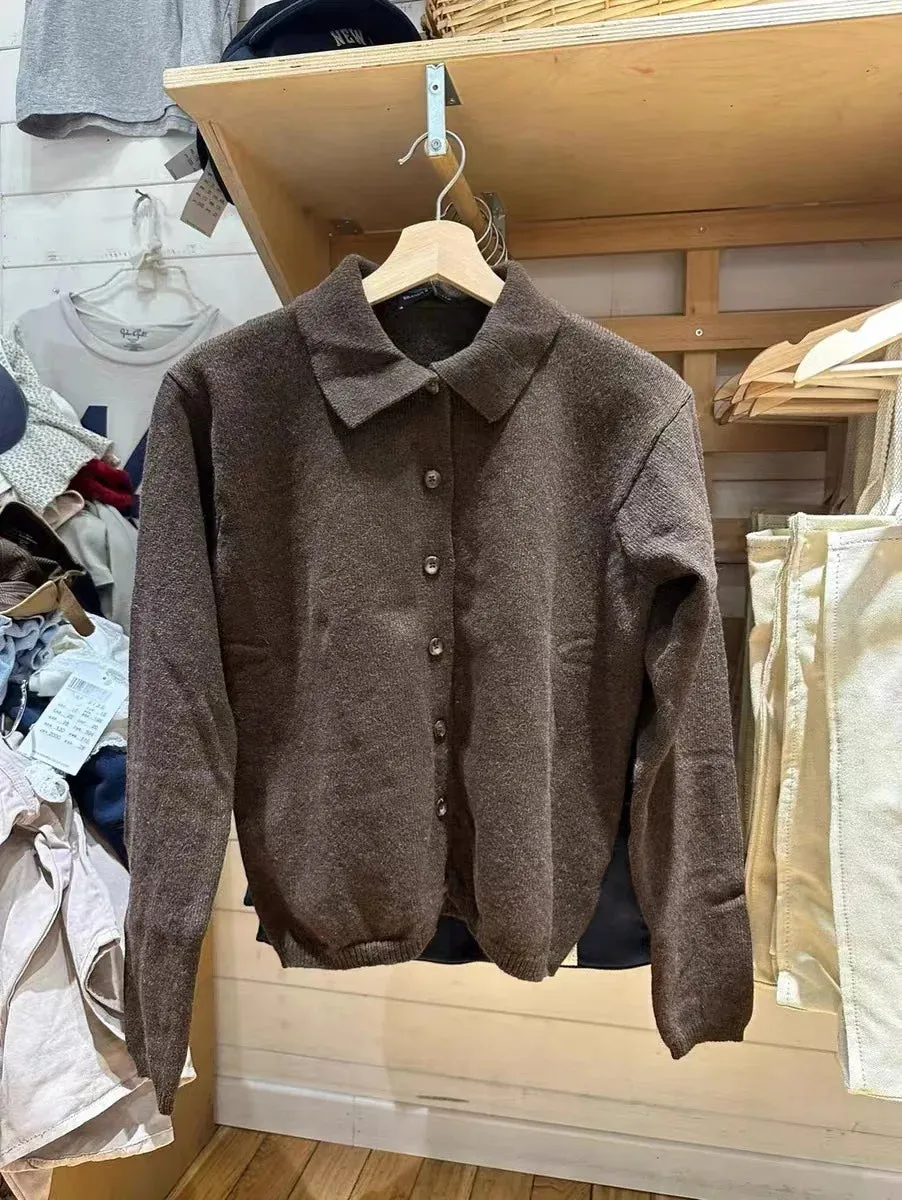 TAVIMART  -  Turn Down Collar Coffee Winter Sweater Single Breasted Knitting Female Pullovers Y2K Streetwear Loose Autumn Tops Woman New