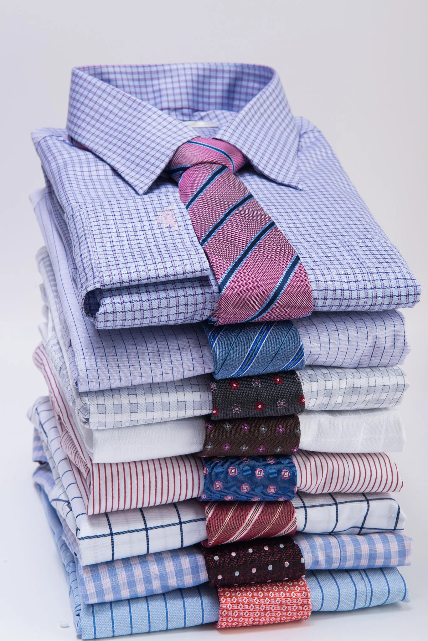 Wilton Stripes Silk Tie, Pinkish Red / Navy