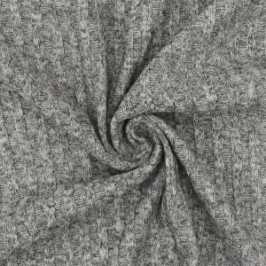 Winter Gray-White-Black Texture Stretch Poly 4x4 Rib Knit Fabric