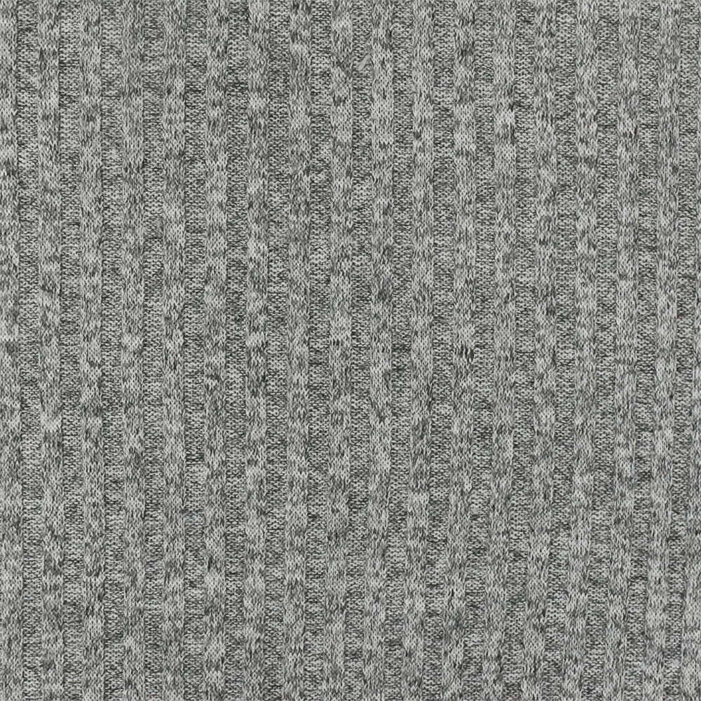 Winter Gray-White-Black Texture Stretch Poly 4x4 Rib Knit Fabric