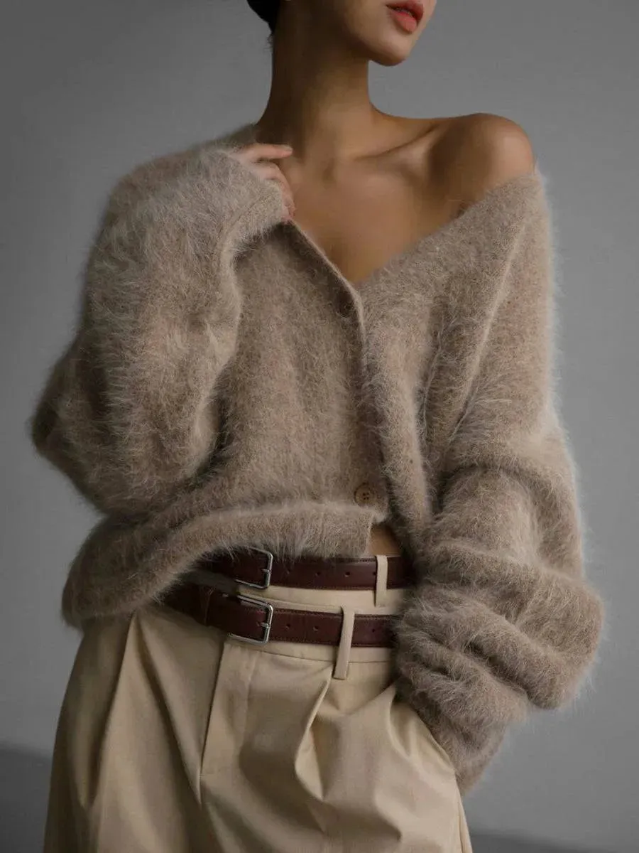 Women's V-neck Button Cardigan Sweater