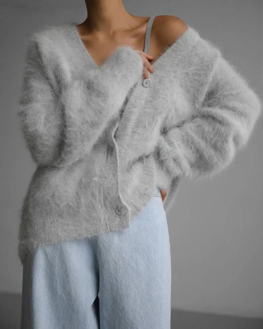Women's V-neck Button Cardigan Sweater