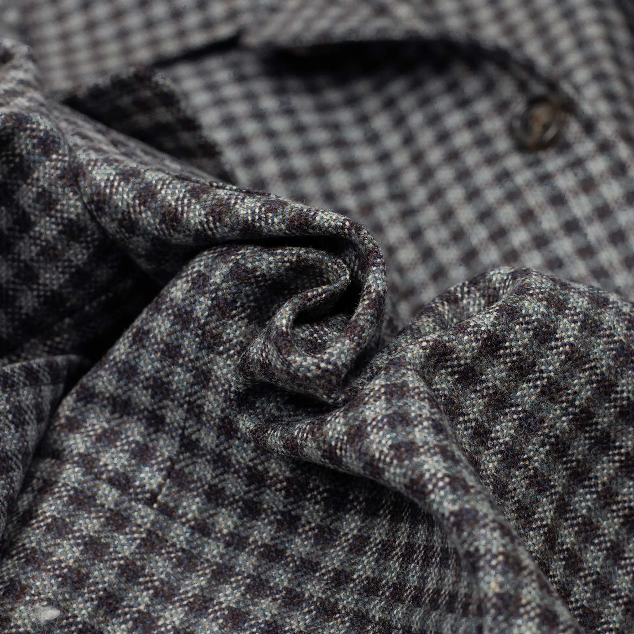 x Sartoria Carrara: field jacket in deadstock Lovat gunclub thistle tweed wool
