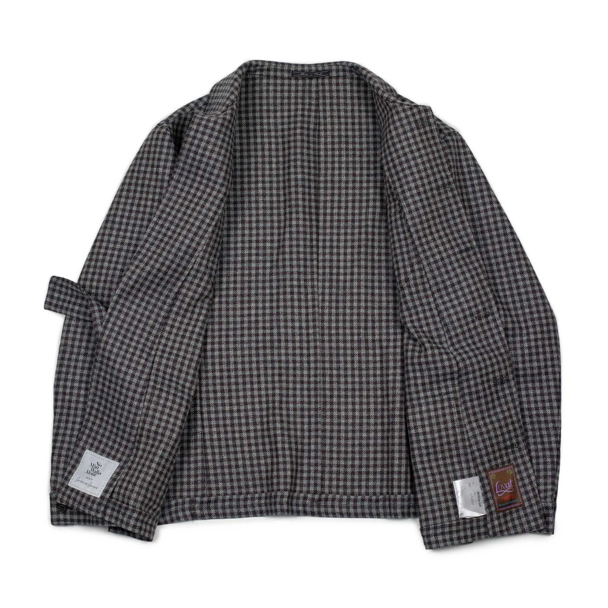 x Sartoria Carrara: field jacket in deadstock Lovat gunclub thistle tweed wool