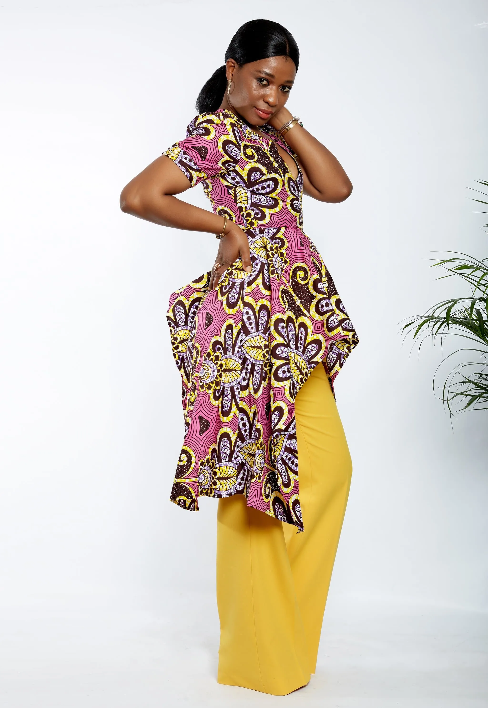 Zuriel - Leona African Print Asymmetric Blouse/Top